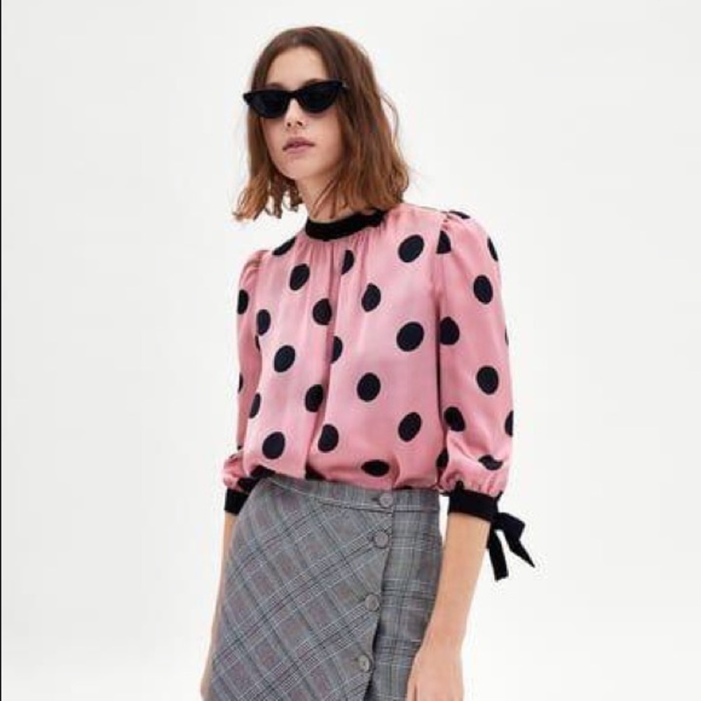 Zara satin polka dot blouse